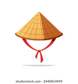 Asian conical hat vector isolated on white background.