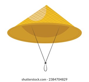 Asian conical sun hat, or sedge, rice hat. Isolated vector illustration