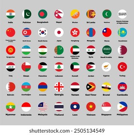 ASIAN CONTINENT COUNTRY FLAG, VECTOR ILLUSTRATION.