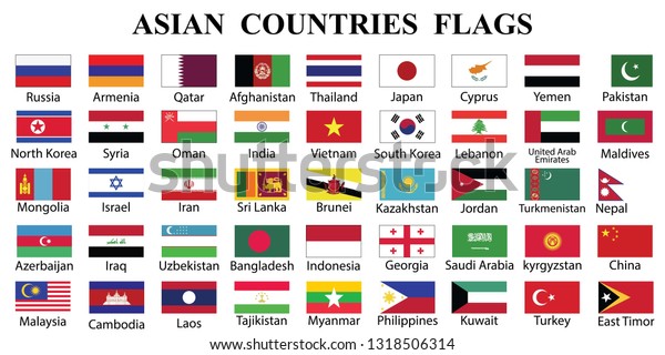 flags of asian countries with their names