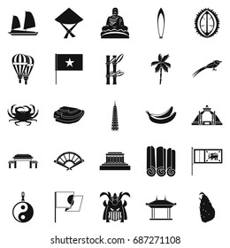 Asian countries icons set. Simple set of 25 asian countries vector icons for web isolated on white background
