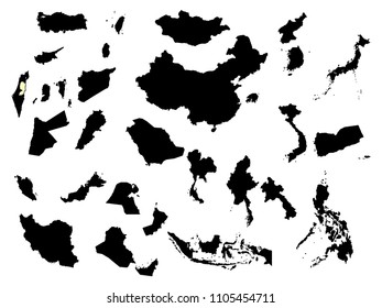 Asian Countries Maps Set