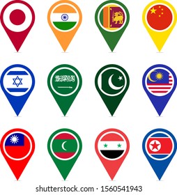 Asian countries part 1 vector icons design
