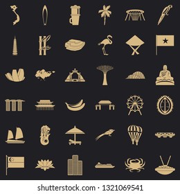 Asian country icons set. Simple style of 36 asian countries vector icons for web for any design