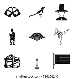 Asian country icons set. Simple set of 9 asian country vector icons for web isolated on white background