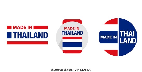 Asian Country of origin badges set - Made Thailand - label with country flag