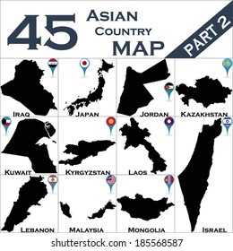 Asian country set with map pointers - Part 2