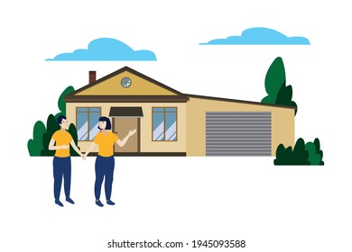 Asian couple looking new home