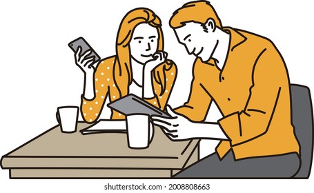 Una pareja asiática planeando un viaje