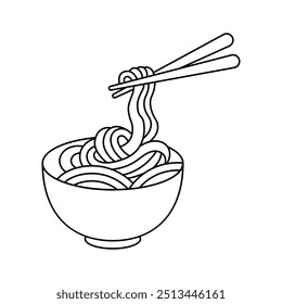 Asian cuisine, comfort food, hot noodles in bowl vector design