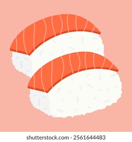 Asian cuisine including sushi, dumplings, and seafood dishes. Flat vector Illustration