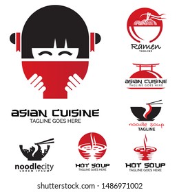 Asian cuisine logo set
vector 