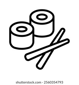 Asian cuisine style icon of sushi with chopsticks
