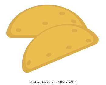 Asian culture cuisine and traditional dishes and recipes. Oriental chinese or japanese restaurant menu. Gyoza or steamed dumpling, baked cookie or bun with prediction inside. Vector in flat style