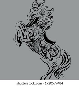 Asian culture horse whinnying abstraction