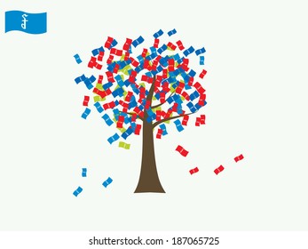 Asian currency growing tree vector: Rial Cambodia