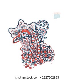 asian, Damask Paisley Floral isolated vector ornament