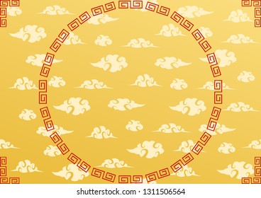 Asian design cloud background with meander pattern