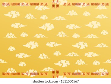 Asian design cloud background with meander pattern