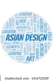 Asian Design word cloud. Wordcloud made with text only.