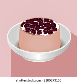 Asiatisches Dessert, Roter Bean Pudding auf weißer Schüssel