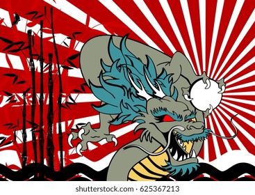 asian dragon baboo clouds background in vector format very easy to edit