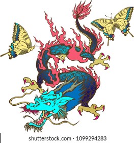 asian dragon and butterfly