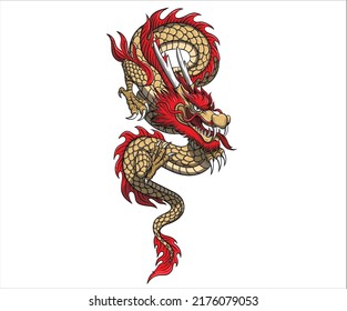 asian dragon colorful impressive design