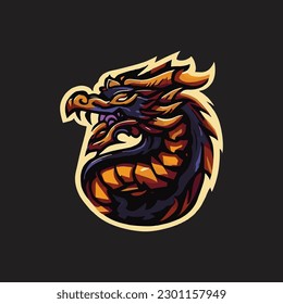 Asian dragon esport mascot logo illustration