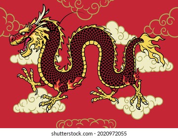 Asian Dragon hand drawn style