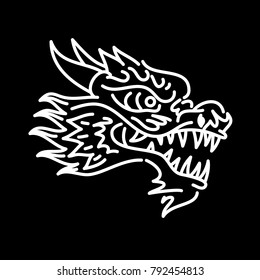 Asian dragon head illustration. Ethnic dragon head t-shirt design.