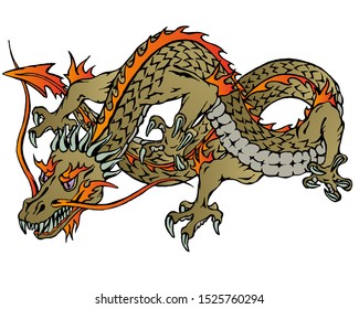 Asian dragon on a white background  vector illustration.