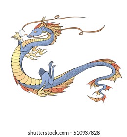 Asian dragon. Symbol of the 2024 year. Vector illustration.