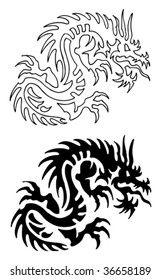 Asian Dragon Tattoo with stencil