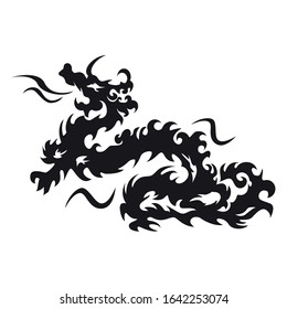 Asian dragon vector flat silhouette 