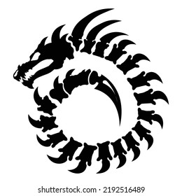 Asian dragon vector flat silhouette