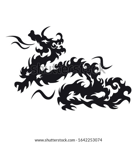 Asian dragon vector flat silhouette 
