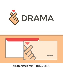 Asian drama logo company, logo vector template design with business envelope preview. Ready to use, easy for edit.