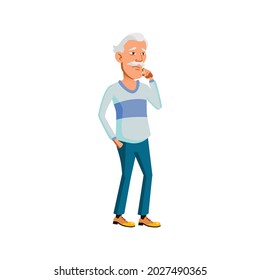 asian elderly man thinking about problem cartoon vector. asian elderly man thinking about problem character. isolated flat cartoon illustration