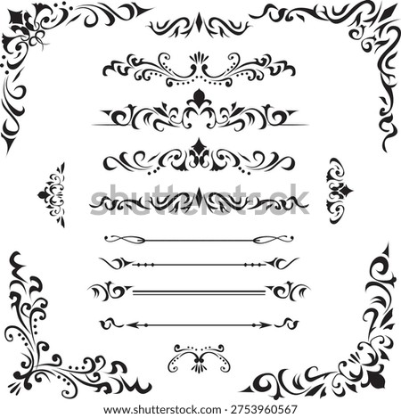 Asian elements. Chinese festive gold traditional symbols, lanterns, clouds and frame. Oriental new year graceful lines and silhouette golden objects vector