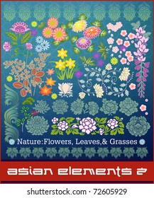 Asian Elements series #2: Nature: leaves, flowers, and grasses