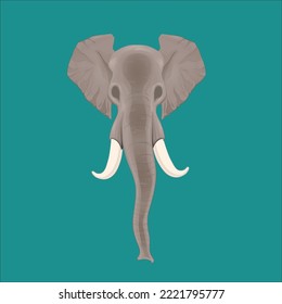 Asian elephant head vector logo design in greenly back ground  