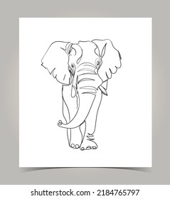 Asian Elephants line Art Vector, Drawing  