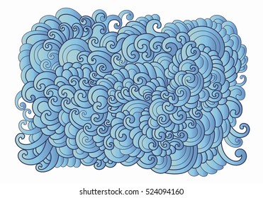 Asian ethnic doodle swirls pattern . Design element isolated. Vector illustration hand drawn.