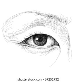 Asian Eye / Realistic Sketch (not Auto-traced)