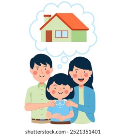 Asian family with one child dreams of owning a house