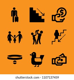 asian, family, tourist and play icon set. Vector illustration for web and design.