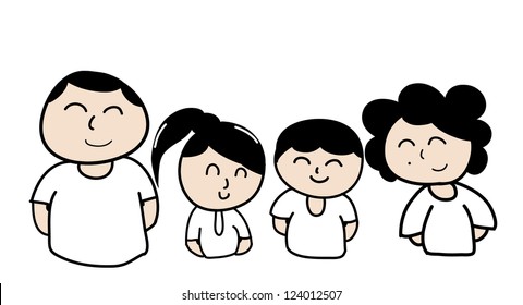 Asian family in white shirt, Dhamma concept