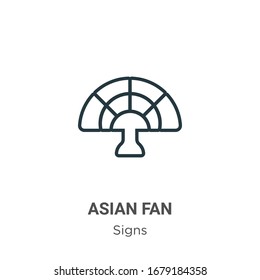 Asian fan outline vector icon. Thin line black asian fan icon, flat vector simple element illustration from editable signs concept isolated stroke on white background