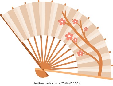 Asian fan sakura pattern vector illustration